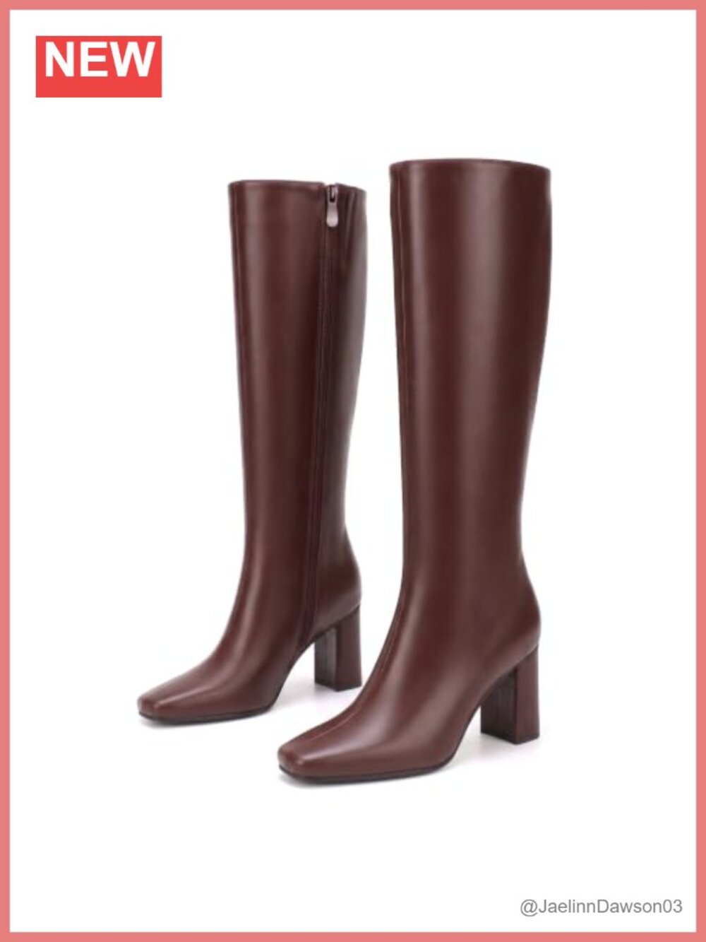 Knee High Boots Square Toe Chunky Heeled Women's Shoes
